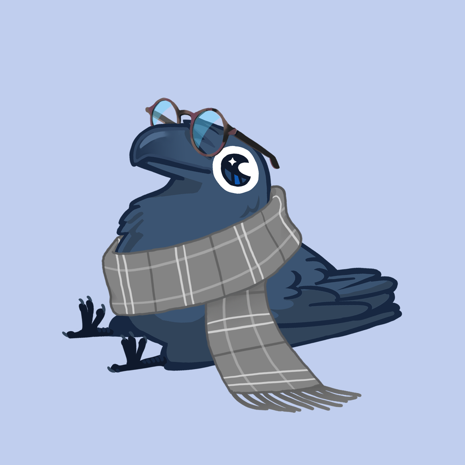 Bird Boy — a small round bird in glasses and a scarf